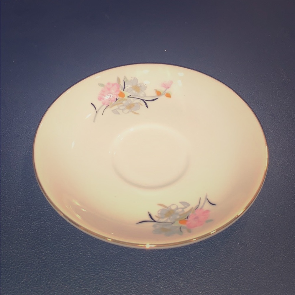 Set of six tea saucers. Hand painted.